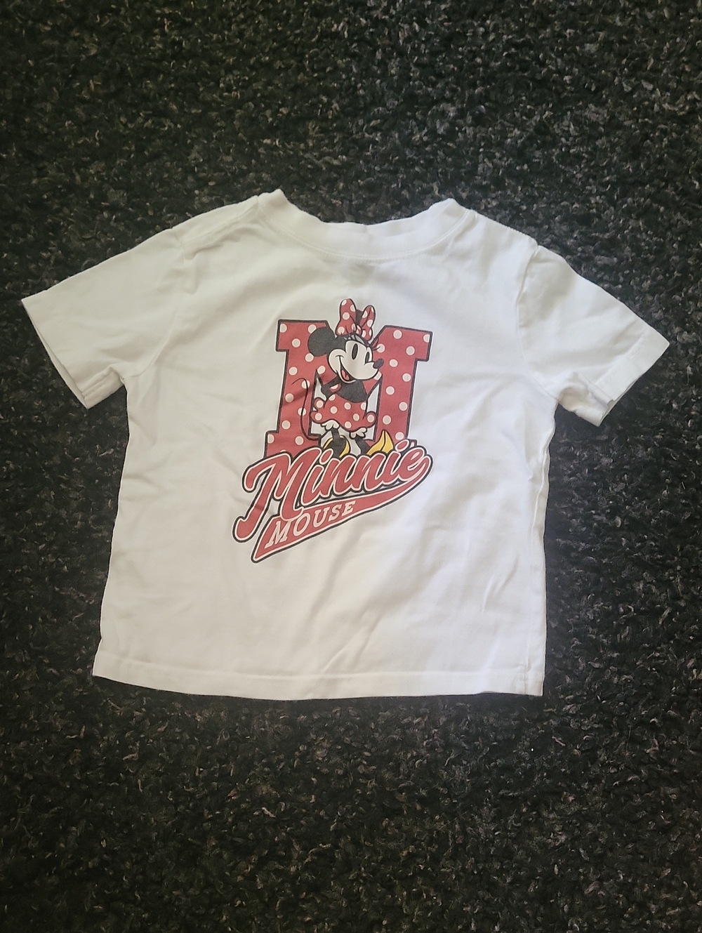 Disney Minnie Mouse White Tee with Red Polka-Dot Graphic
